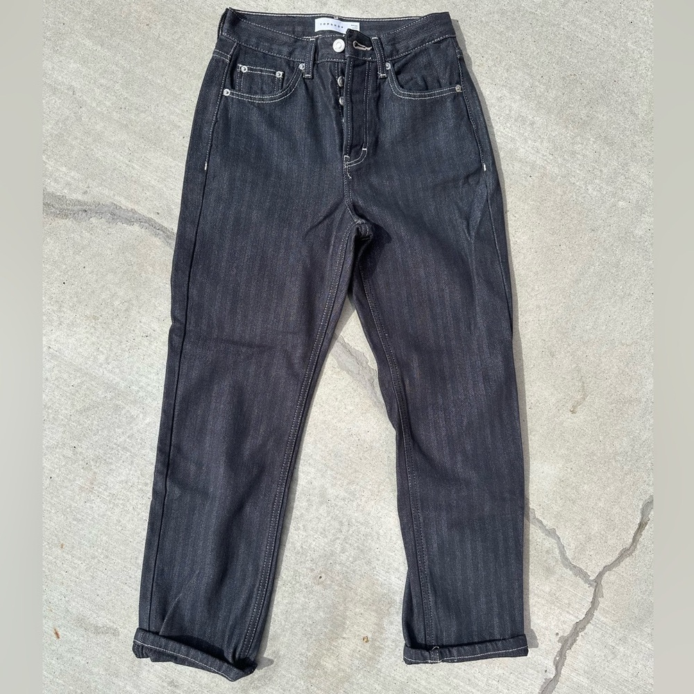 TopShop Black High Rise Straight Leg Jeans Size 25